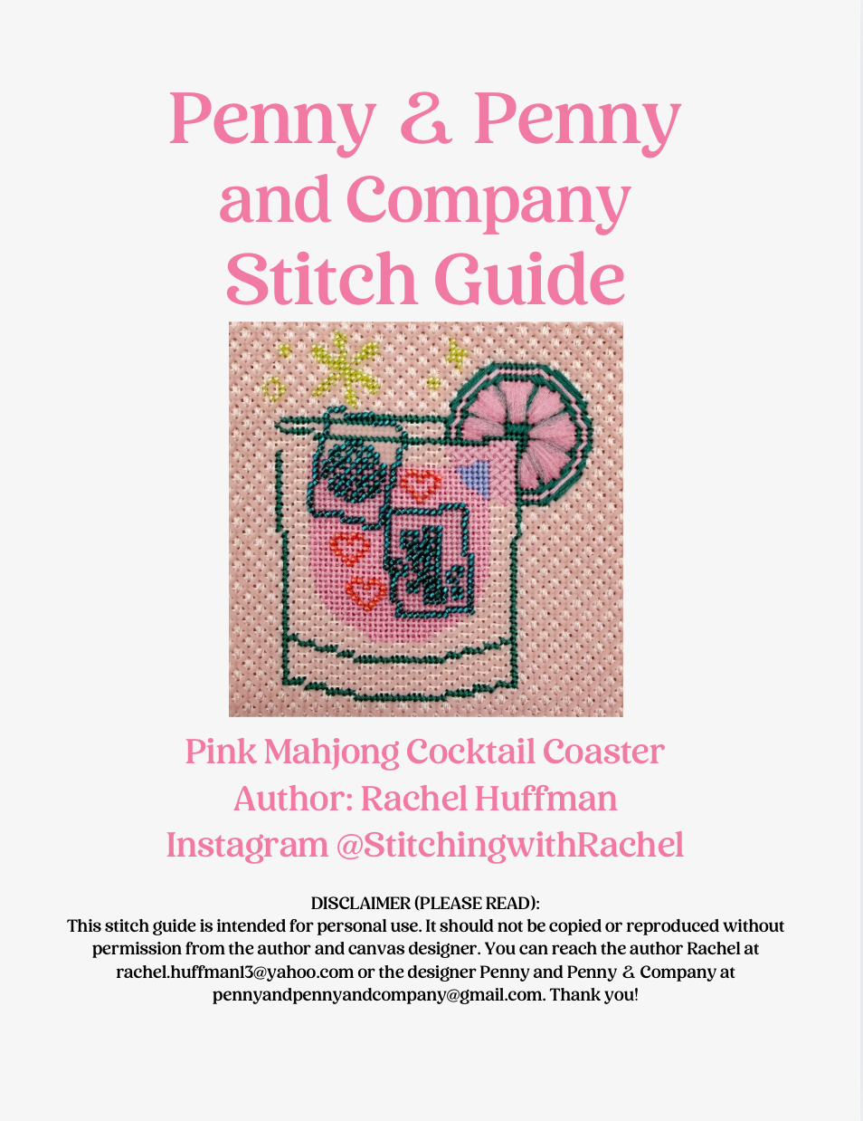 Pink Mahjong Cocktail Coaster Stitch Guide – Shop Penny & Penny Pink Mahjong Cocktail Coaster Stitch Guide – Shop Penny & Penny