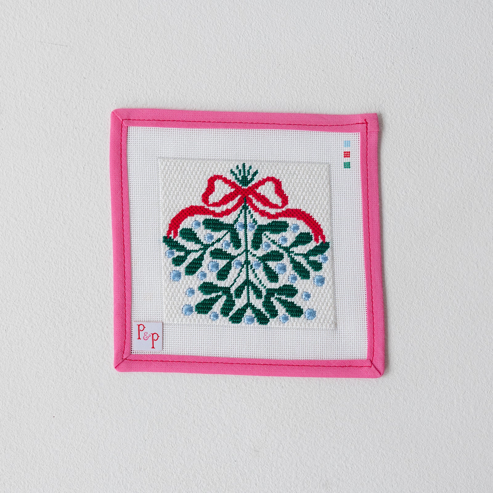 Red Bow Mistletoe Coaster