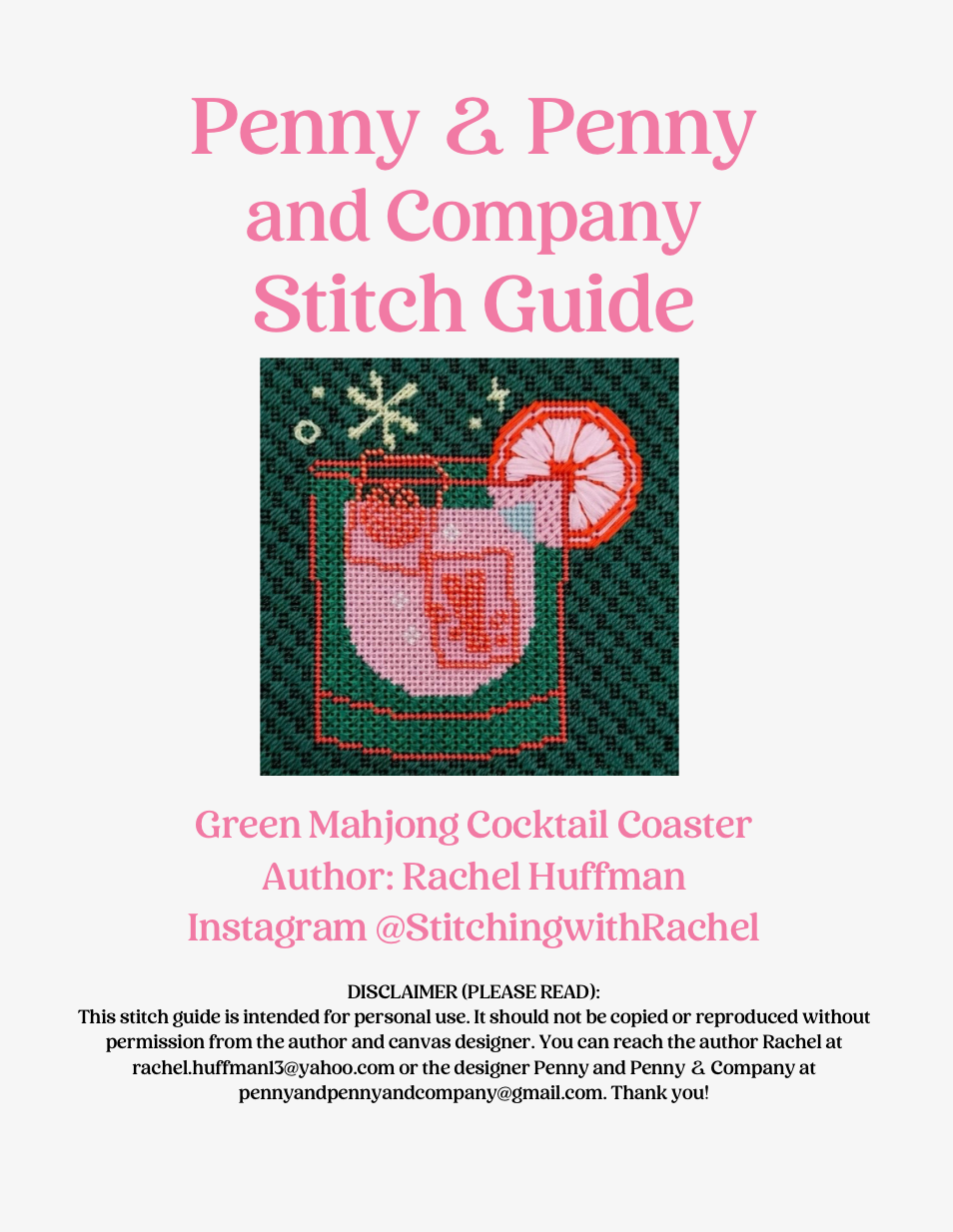 Green Mahjong Cocktail Coaster Stitch Guide