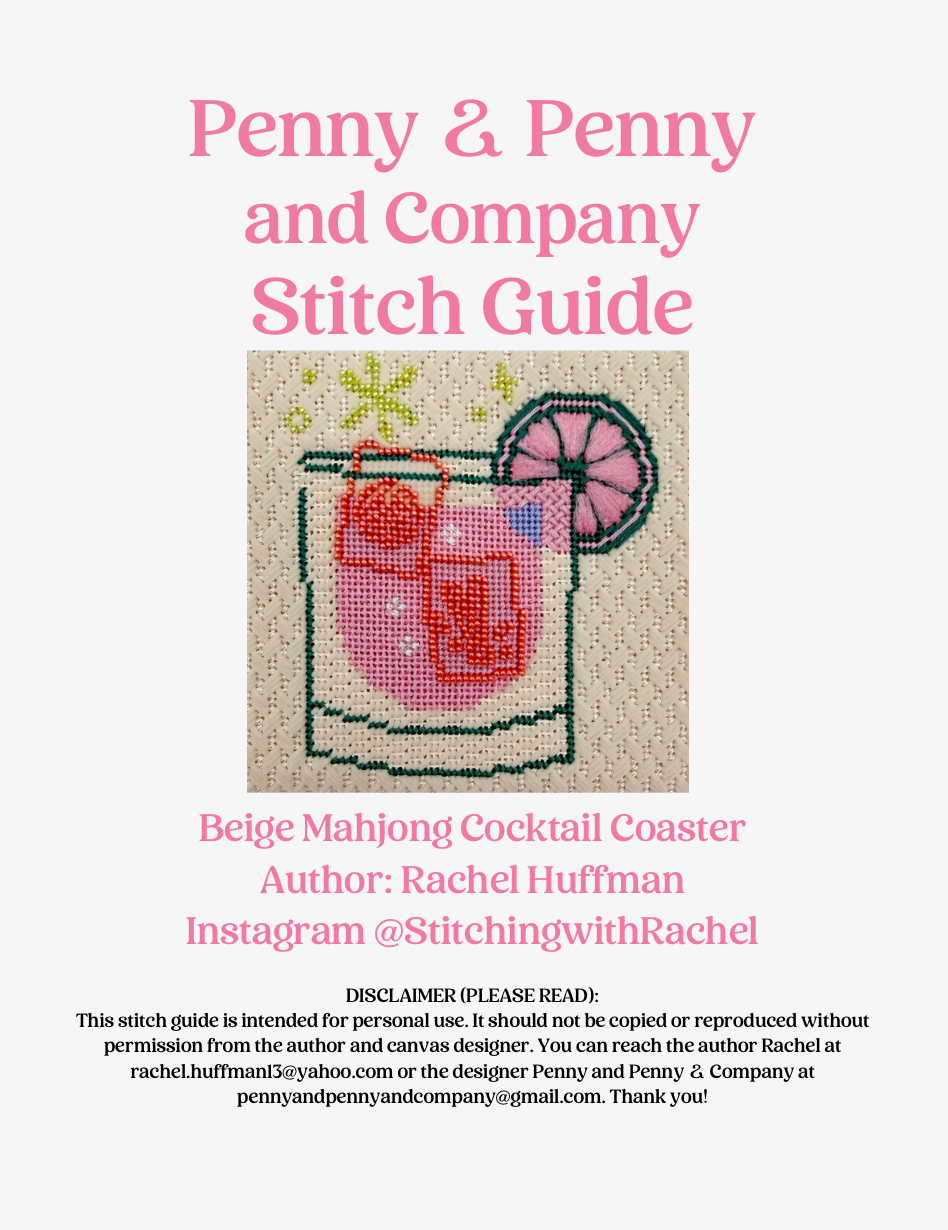 Beige Mahjong Cocktail Coaster Stitch Guide